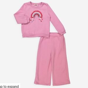 NWT Kate Mack Rainbow Wide Leg Jogger Set  Size 7 Bubblegum Pink